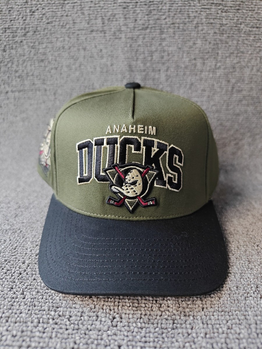 Mitchell & Ness Anaheim Ducks Olive Black Snapback Hat NHL Fashion Cap New