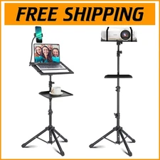 Versatile Projector Tripod Stand with Detachable Beverage Tray & 2 Shelves
