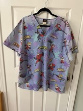 Disney The Incredibles Unisex 2XL Scrub Top. V-neck, 3 Pockets.
