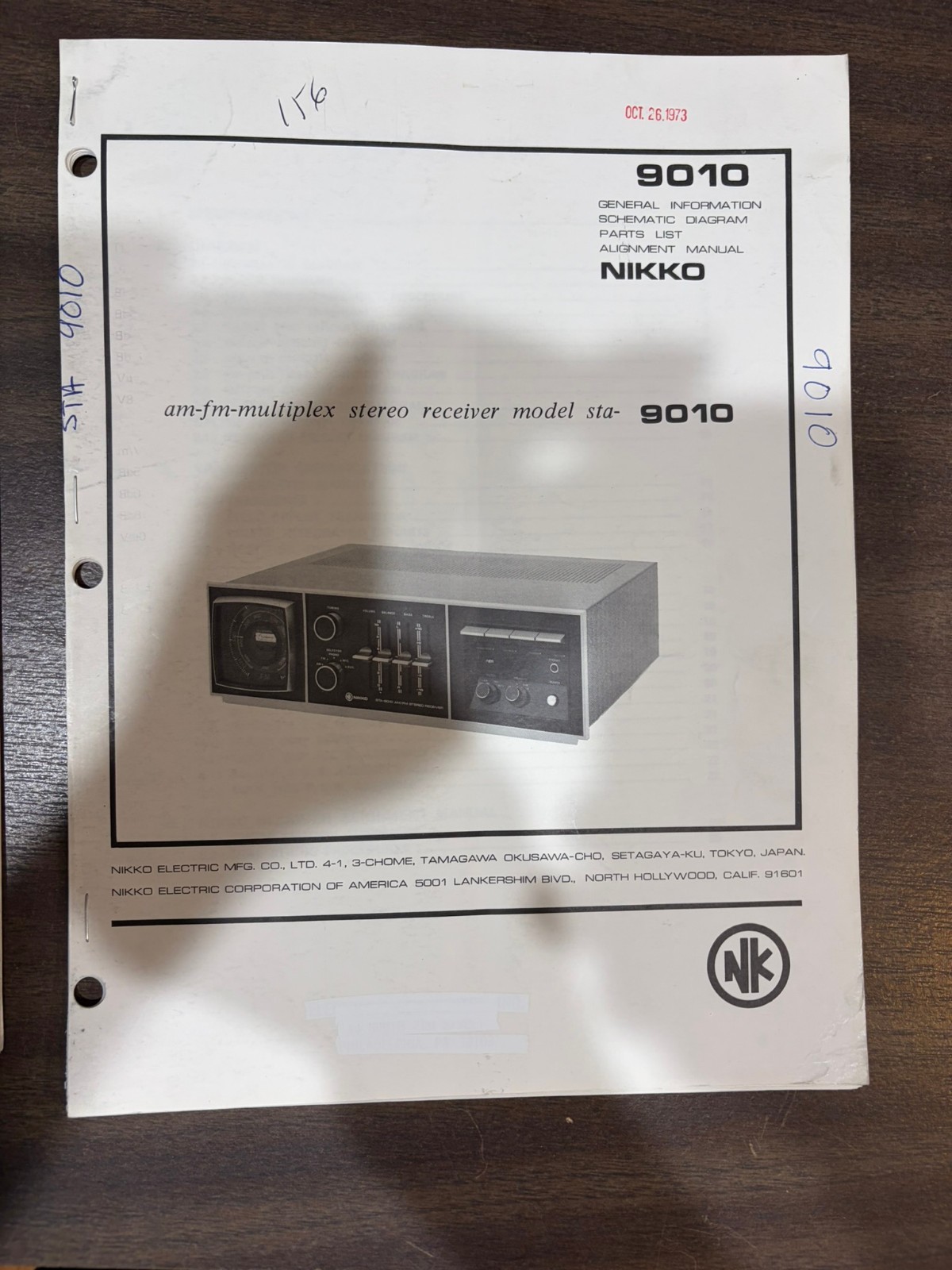 ORIGINAL NIKKO STA-9010 9010 RECEIVER Repair & Service Manual *ORIGINAL*