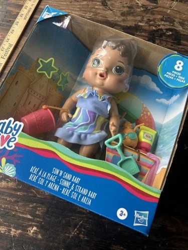 Baby Alive SUN 'n SAND Doll + Beach Outfit & 5 Accessories New Brown Hair