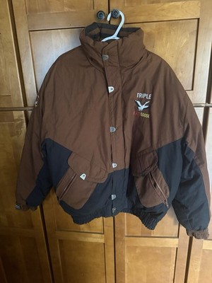 Vintage Triple F.A.T. Goose Parka Mens Large Black Down Hooded Winter Coat 80s