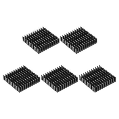 Heat Sink Cross Carved MOS GPU IC Chip Black 45 x 45 x 10mm 5pcs