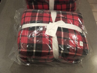 New RARE Pottery Barn Jackson Plaid Sherpa Queen Blanket Quilt Comforter
