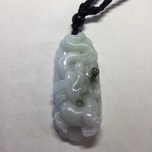 Two Toned White to Green Jadeite Jade ~ Chinese Dragon ~ Translucent Pendant - Picture 5 of 10