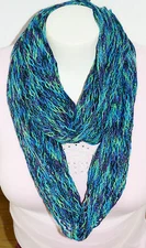 Cejon Womens Infinity Scarf Loop Lightweight Crochet Metallic Shimmer Multicolor