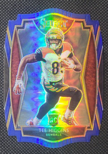 2020 Panini Select Tee Higgins Premier Level Blue Prizm Die Cut Rookie RC #160