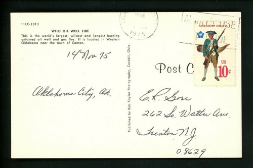 Fire Fighting postcard Oklahoma Oil Well Fire industry Canton - Picture 2 of 2