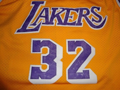 Vtg Adidas Hardwood Classics Sewn Los Angeles Lakers #32 Magic Johnson Jersey M - Picture 9 of 10
