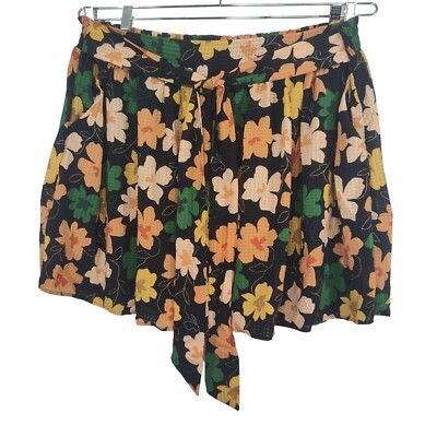 Who What Wear Hand Drawn Floral Skirt Pullon Women Size 2x Black Multicolor NEW