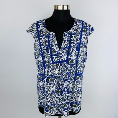 Daniel Rainn Top Womens Sleeveless Crochet Bib Bohemian Unique Cute Print Top M