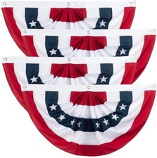 USA Pleated Fan Flag American US Bunting Flag Patriotic Half Fan 1.5 X 3 Ft 4 P