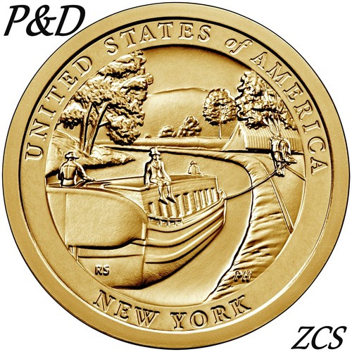 2021 P&D New York Erie Canal American Innovation $1 Dollar Coins  U.S. Mint BU - Picture 1 of 2