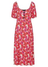 Womens Boho V-Neck Floral Midi Dress Summer Short Sleeve Beach Party Sundress 12