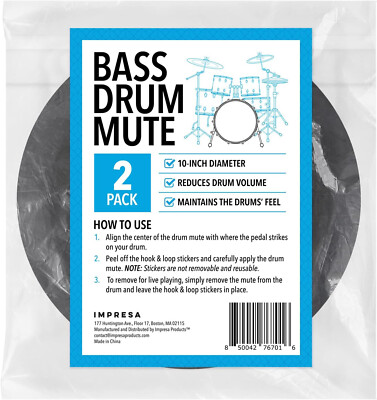 Kick Drum Mute Pads for Silent Bass Drum - 2 Pack - Mute Pad for Quiet Practice