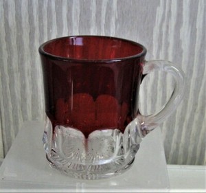 'EAPG*** RUBY STAINED CUP BLOCKED THUMBPRINT BAND BY DUNCAN & MILLER 1890"S