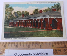 Postcard 1940s University Of Virginia Charlottesville Virginia West Range Poe