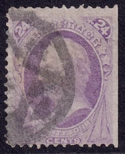 US Scott 153, 1870 Winfield, 24c purple, USED