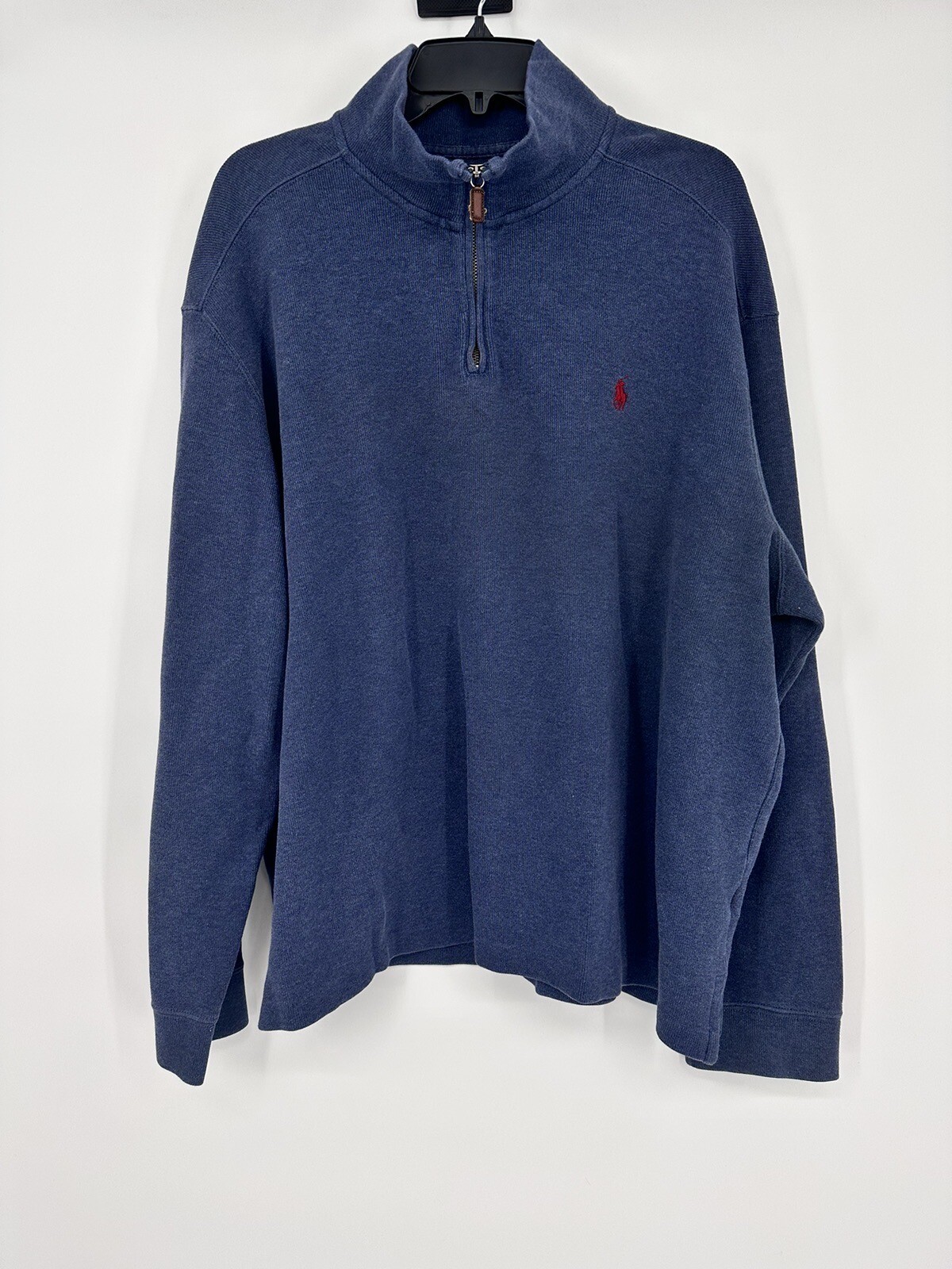 Ralph Lauren Polo Maglione Uomo 2XL Pullover 1 4 Zip Blu Felpa Pony