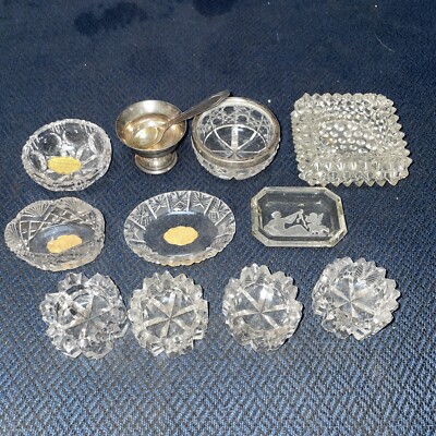 Salt Open Cellar Lot Of 11 Crystal Metal Hiawatha And More