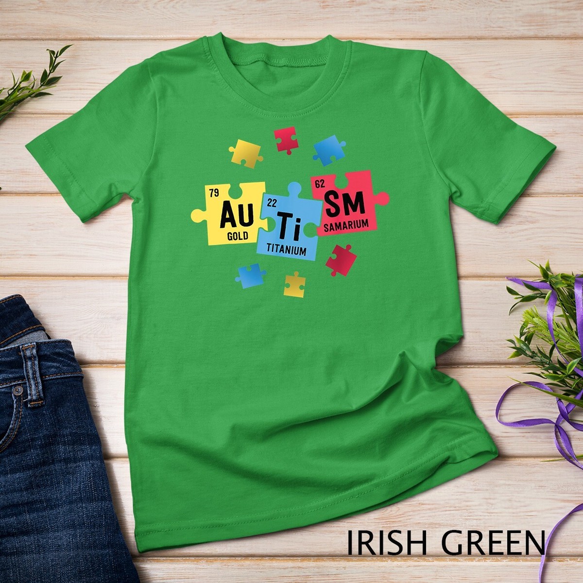 Women's Autism Awareness T-Shirt – Cute Periodic Table Graphic Tee, Autistic Support Shirt, Casual Short Sleeve Top