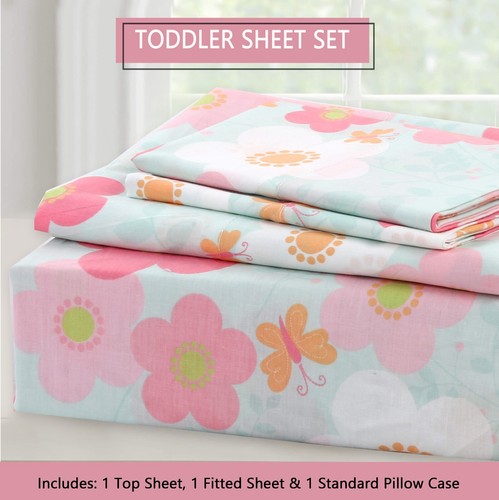 3-Piece Cotton Toddler Sheet Set for Kids Boys Girls |Animals Fish Sports Floral - 第 30/111 張圖片