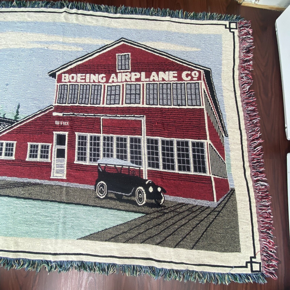 【希少】BOEING BLANKET Vintage 1992 Boeing Airplane Company Tapestry Throw Blanket Cotton
