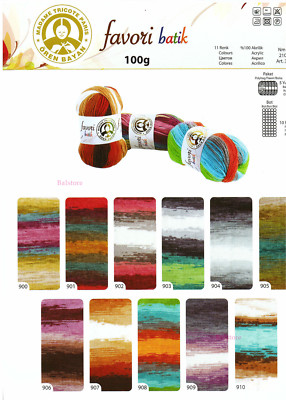 Ören Bayan FAVORI BATIK Madame Tricote Paris 100 % Acryl 100g LL210m Angebot NEU