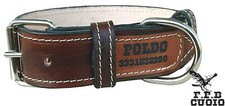COLLARE IN CUOIO PELLE PER CANE PERSONALIZZATO CON NOME E NUMERO FINO A 5 CM