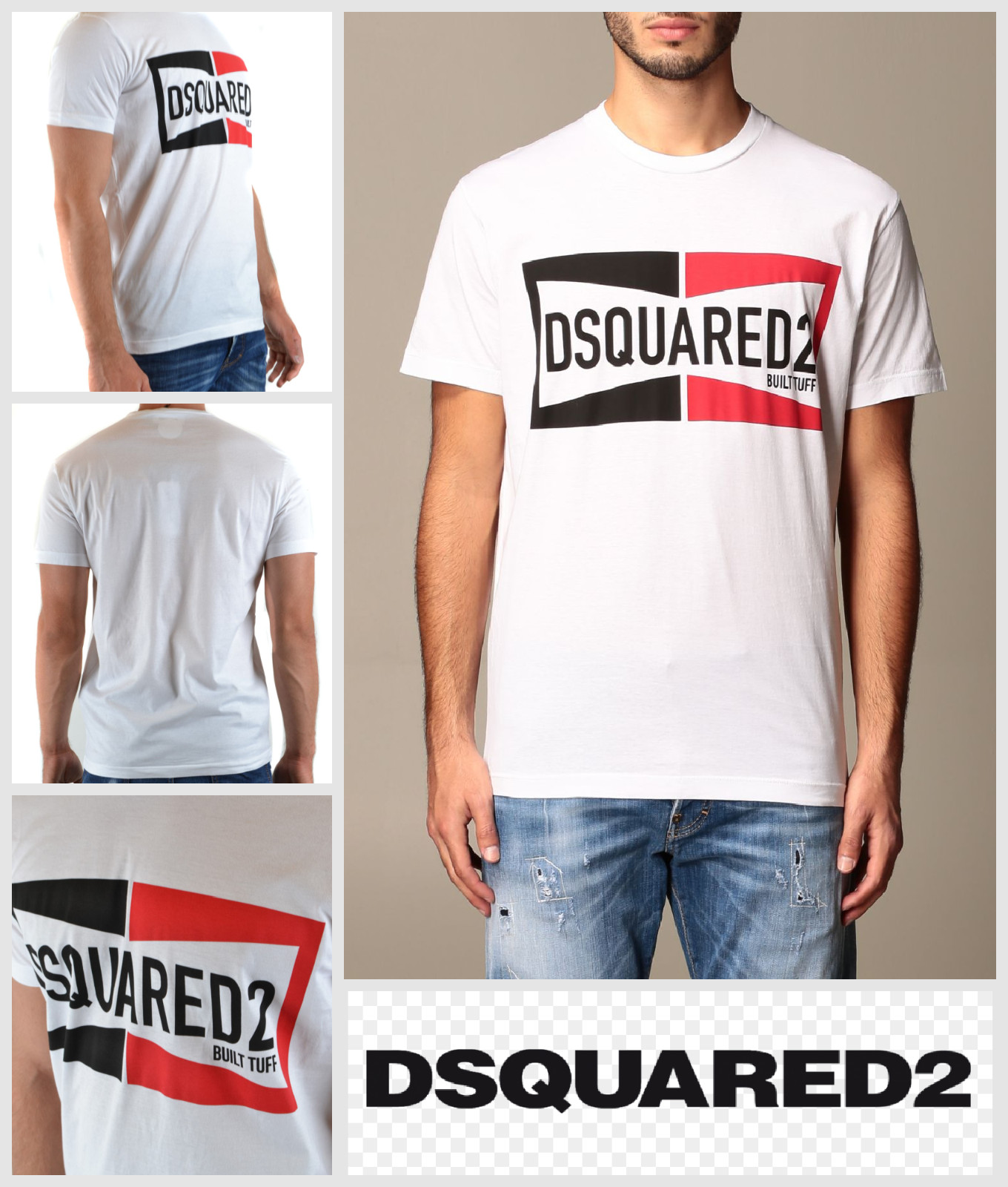 Camiseta para hombre DSquared2 Top Talla XL Built Tuff Tee Logo en caja 100 % algodón