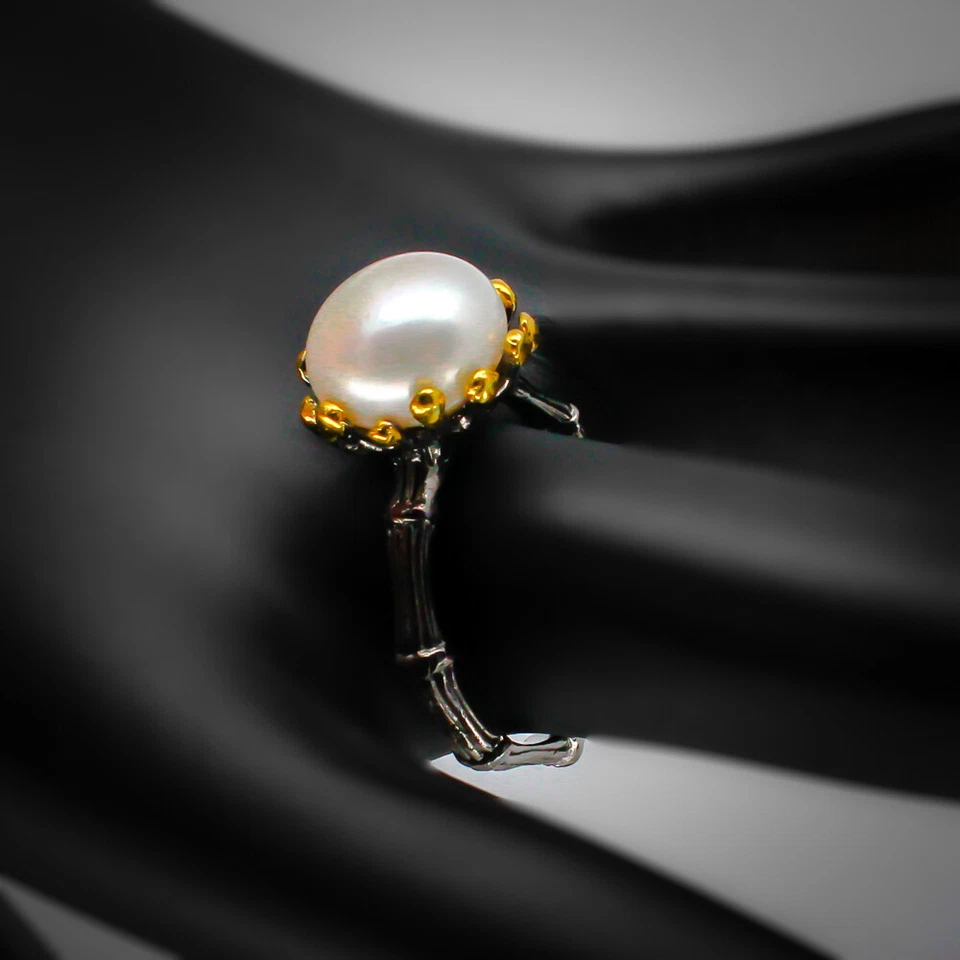 Joyería tailandesa hecha a mano anillo de plata de perlas naturales 925 esterlina/RVS50 Foto 3 de 3