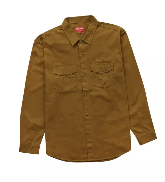 Chemise de travail Supreme Reymond Pettibone FW22 X Large XL marron lavé manches longues LS