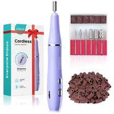 COSLUS Cordless Electric Nail Drill File: Machine with Purple 