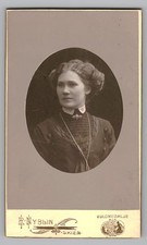 Antique CDV R. Nyblin Gorgeous Young Lady in High Collar Dress Skien Norway