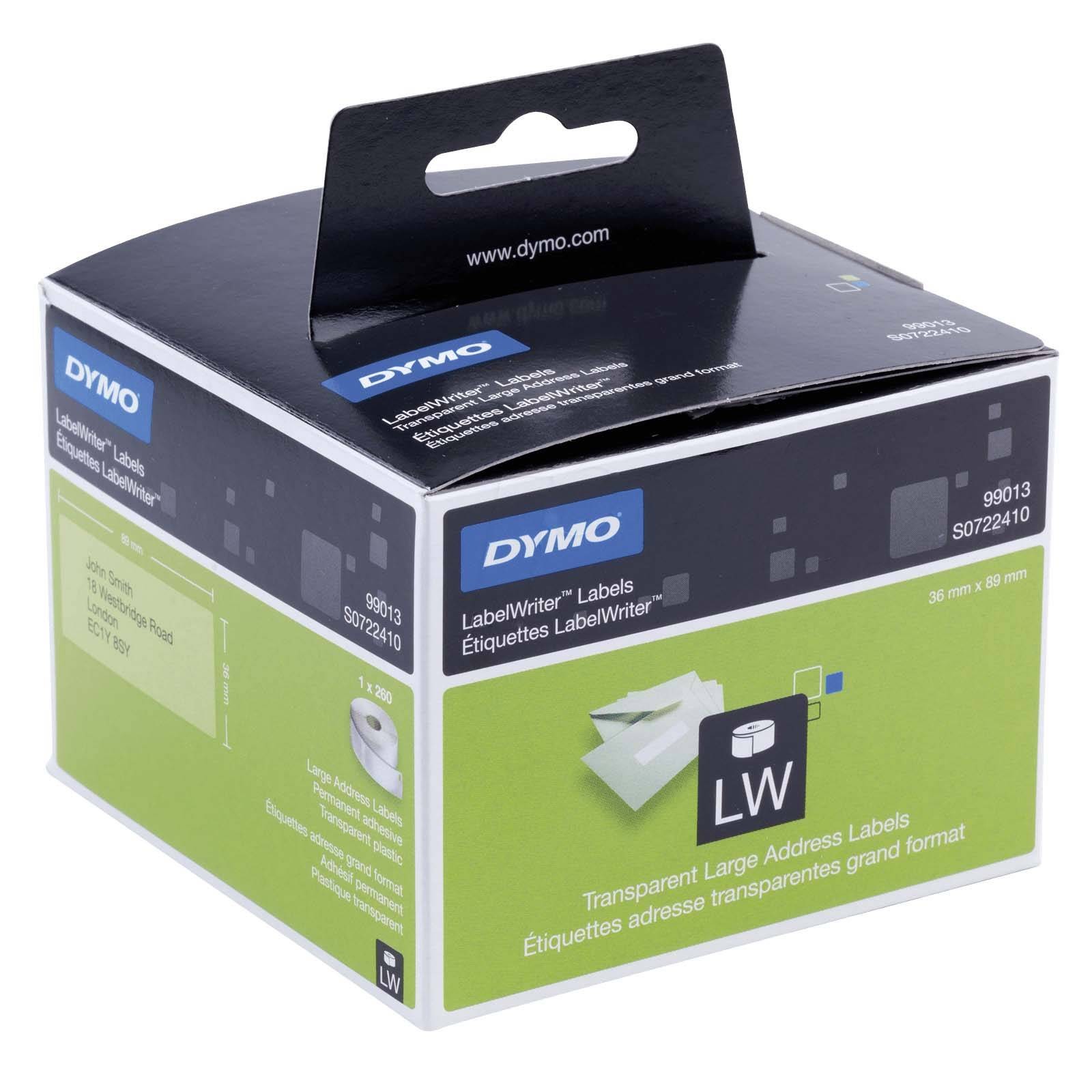 Dymo 99013 Transparent 89mm x 36mm Large Address Label Roll (S0722410)