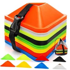 48 Pack Triangle Soccer Cones, Flexible Agility Cones with Carry Bag and