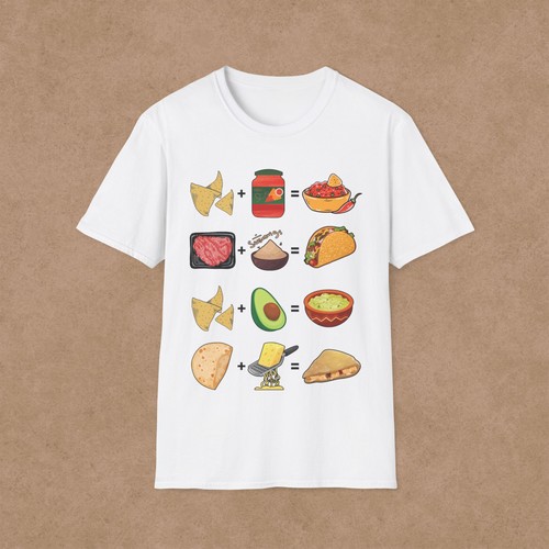 Taco Recipe Novelty Food Graphic T-Shirt, Gender Neutral Foodie Taco Tuesday Tee - Picture 3 of 17