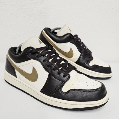 Jordan 1 Low Shadow Brown Kelp Gold Herren Größe UK 8,5 Leder Turnschuhe DC0774-200