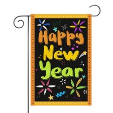 Happy New Year Garden Flag, Burlap Double Sided Season Garden Flags Banner for