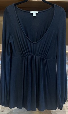 Boston Proper Women's Scoop Neck Elastic Waist Long Sleeve Top Black Size XS