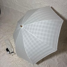 BURBERRY Folding Umbrella Nova Check Pattern White Lace Compact Women Fashion