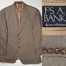 Jos A. Bank Signature Men  s Brown Houndstooth Wool 2-Button Gordon Blazer Sz 43R