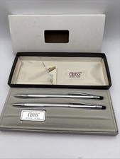 Vintage Cross Classic Century Lustrous Chrome Ball Pen  Pencil Set Box 3501