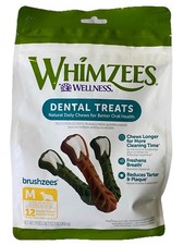 Whimzees Wellness Brushzees Dog Dental Treats, Natural Chews, Medium 25-40 lbs