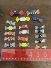Lot of 18 Vintage Colorful Art Murano Style Blown Glass Wrapped Candy Pieces