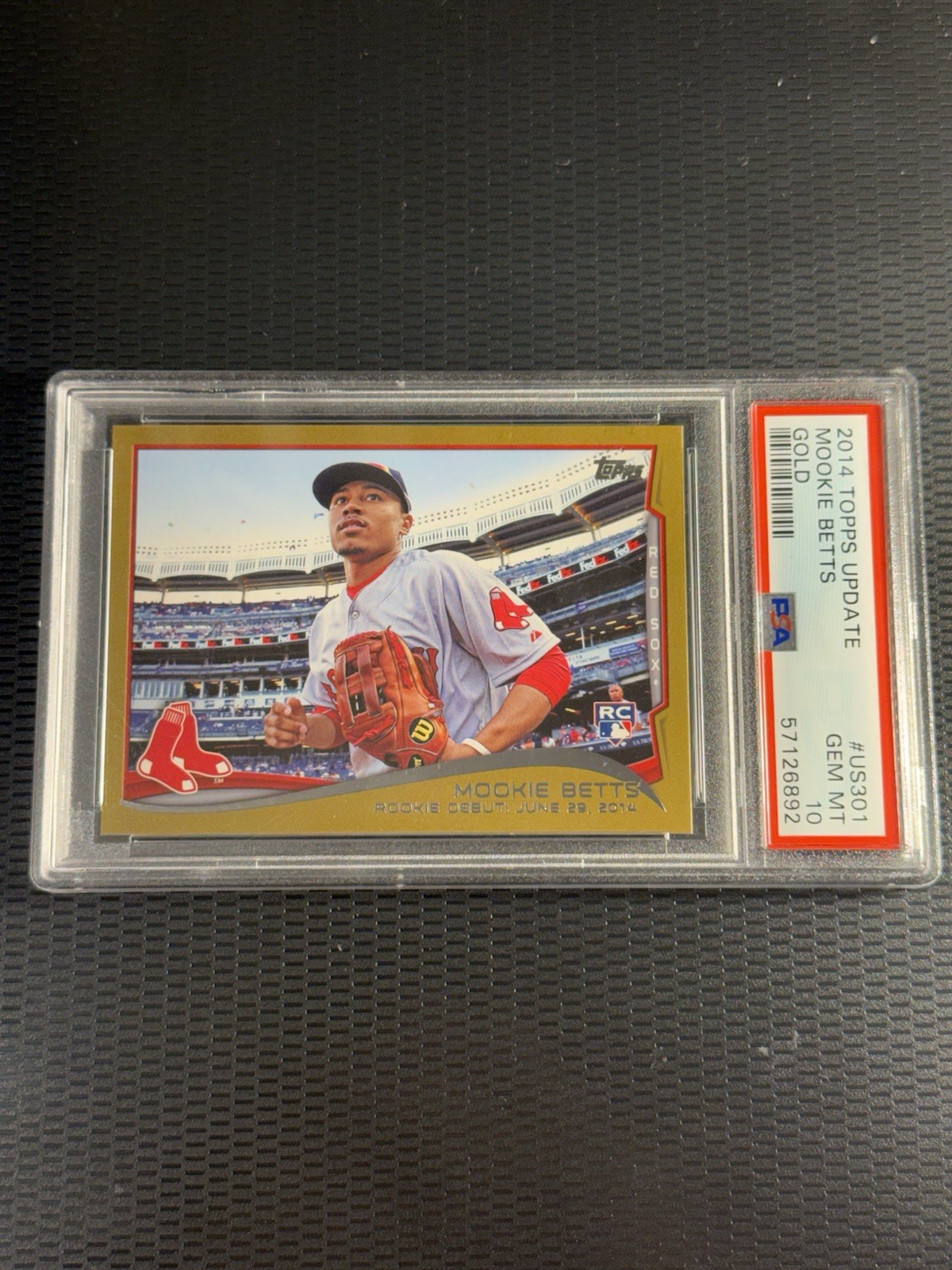 2014 Topps Update Mookie Betts #US301 Gold Rookie /2014 PSA 10