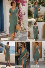 Mink Pink Green Stripe Midi Dress S Coastal Cottagecore Vacation Boho