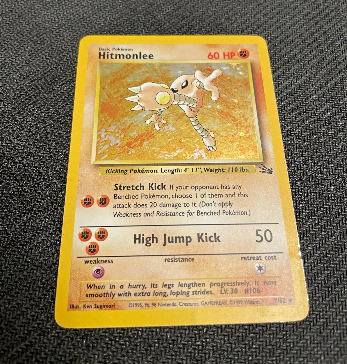 Wizards of the Coast Hitmonlee 7/62 Holo Fossil Unlimited Regular Rare Eng 1999
