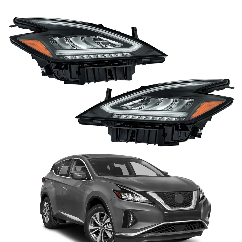 Par de faros LED para Nissan Murano 2022-2023 carcasa negra faros de fábrica Foto 2 de 4