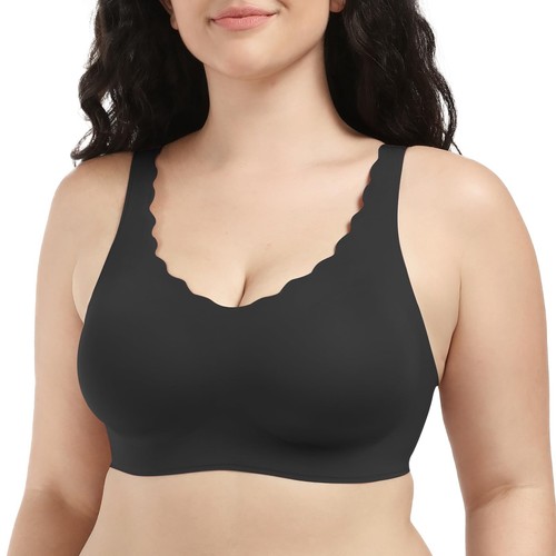 Soft Buttery Smooth Bra Womens Scalloped No Show Bras Breathable Sports Bra A...